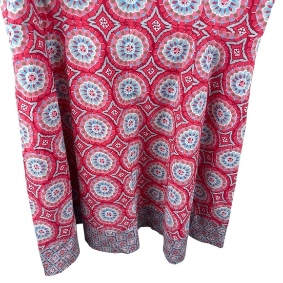 Talbots Coral Turquoise Mixed Geo Print Fit And Flare Midi Dress sz 16 Petite - Picture 7 of 9